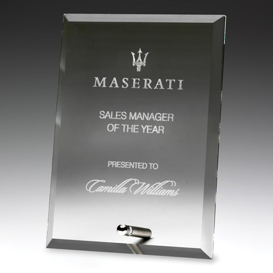 Clear Glass Plaques with Chrome Rod