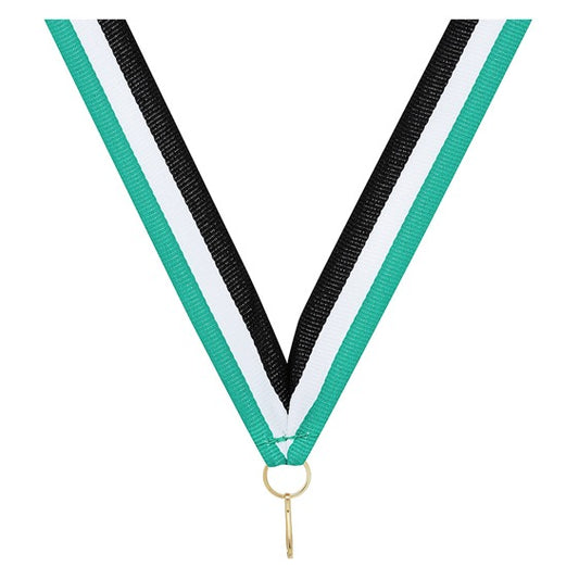 Teal / White / Black Ribbon