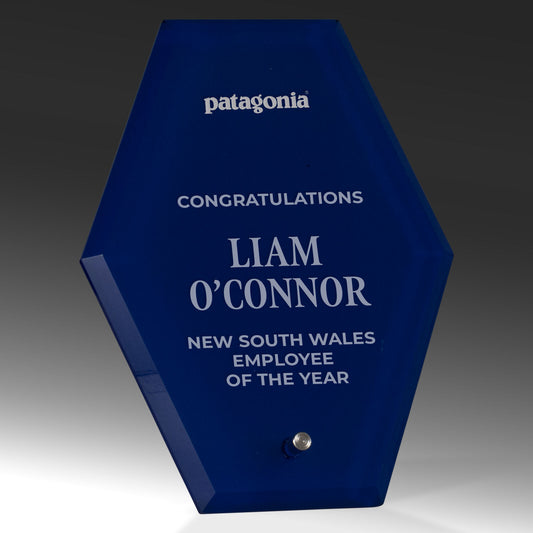 Laser Glass Hexagon-Blue