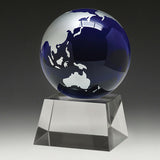 Blue World Globe on Crystal Block