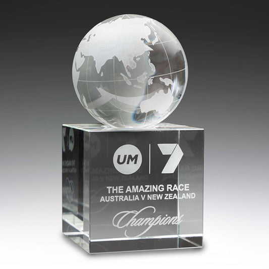 Crystal Spinning World Globe Crystal Award